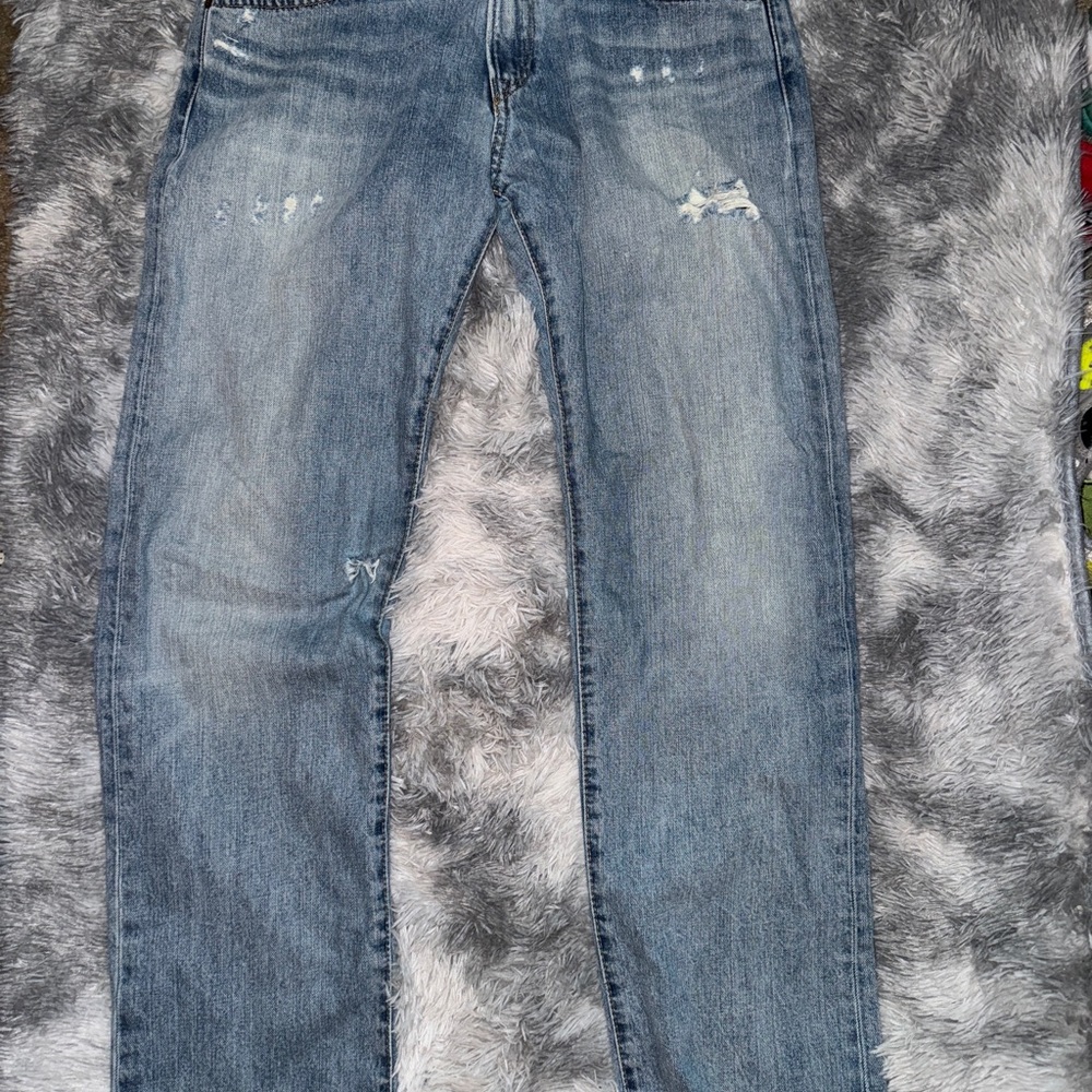 Polo by Ralph Lauren Blue Straight-Leg Jeans with Gold Stitching